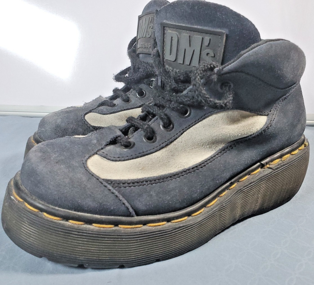 Vintage Dr. Martens 8592 Blue Suede Y2K Platform Boots Women Size 4